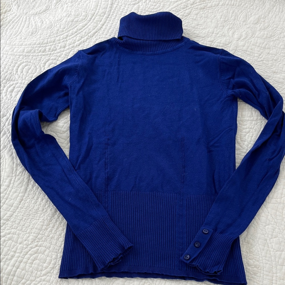 ADL Knitwear Elegant Royal Blue Turtleneck Sweater -Small